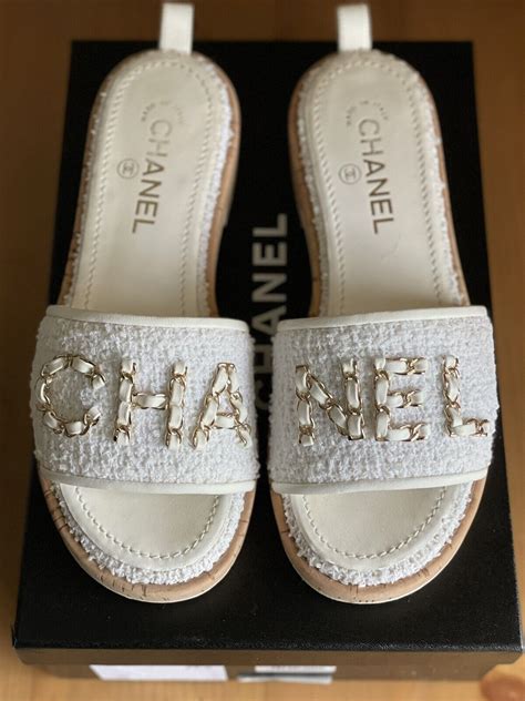 chanel nylon chain slides|chanel sandals cc logo.